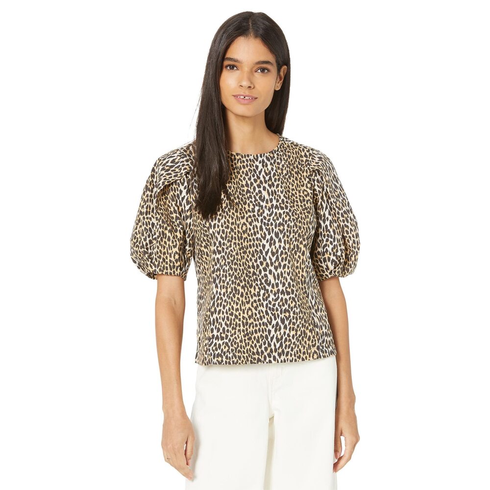 Levis Zaida Short Sleeve Blouse Classic Leopard/White Cap Gray LG